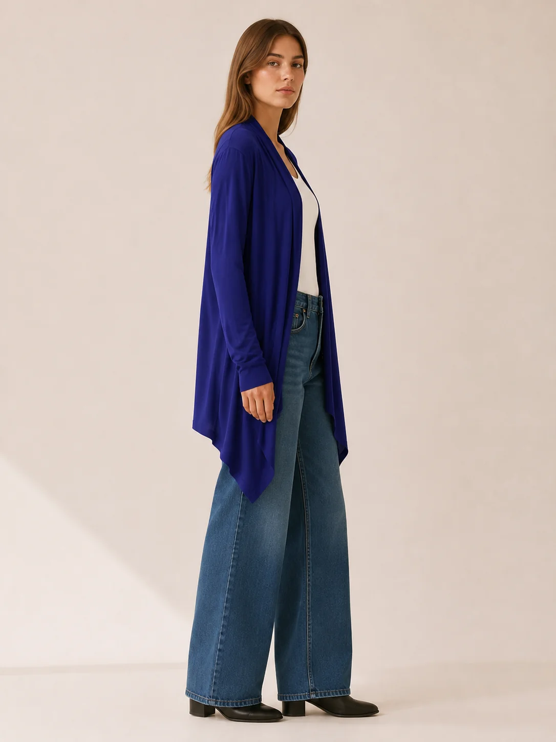 Amelia | Longline Asymmetrical Open-Front Cardigan