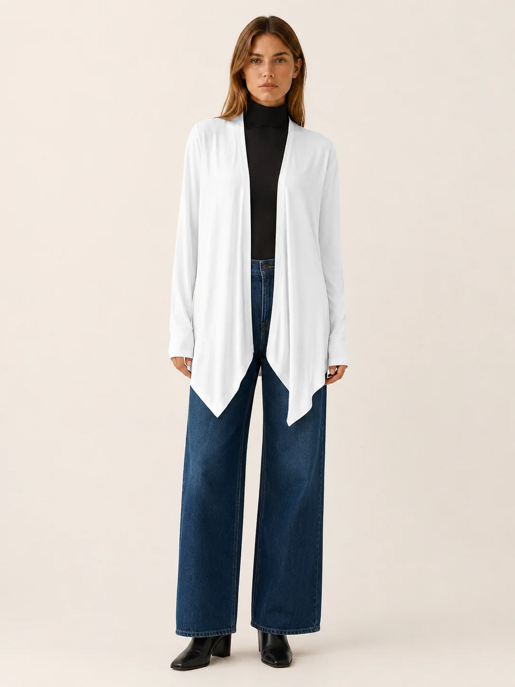 Amelia | Longline Asymmetrical Open-Front Cardigan