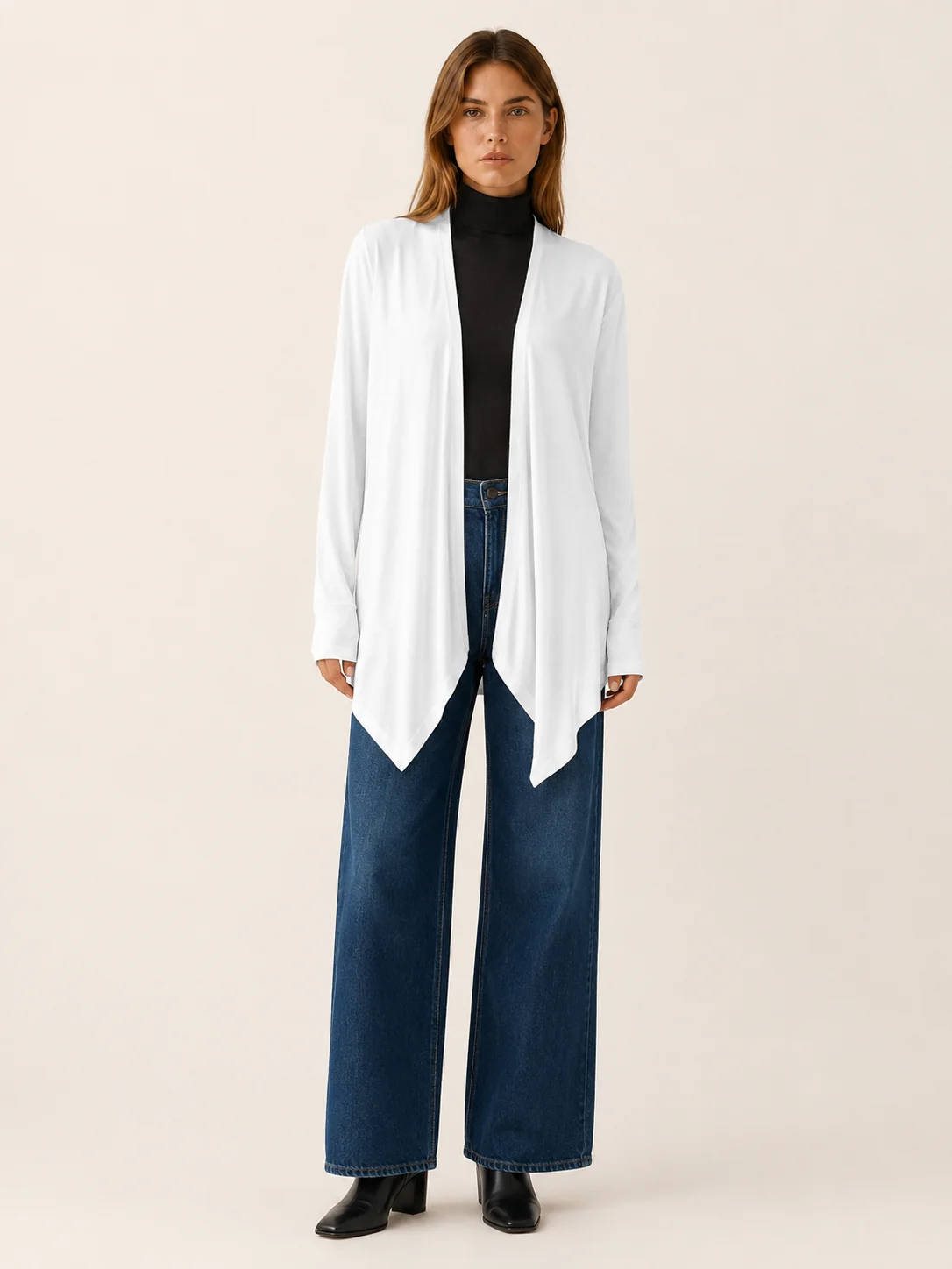 Amelia | Longline Asymmetrical Open-Front Cardigan