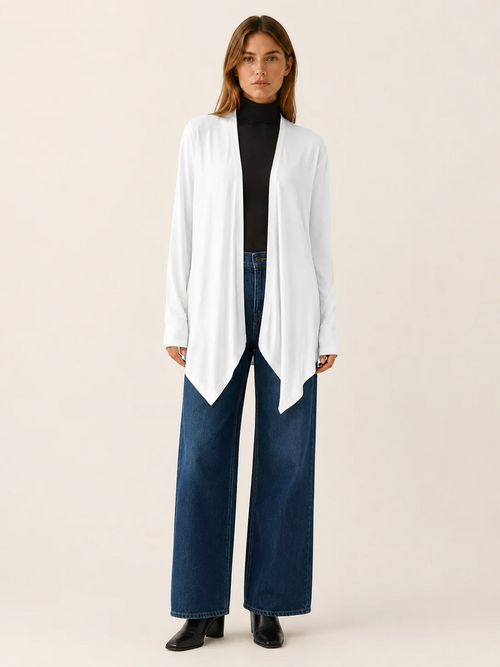 Amelia | Longline Asymmetrical Open-Front Cardigan
