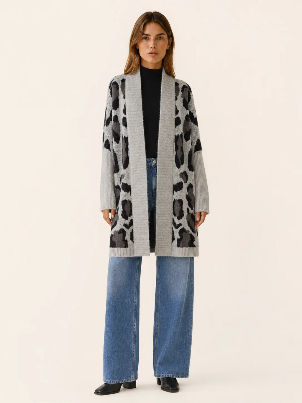 Emma | Longline Leopard Print Cardigan