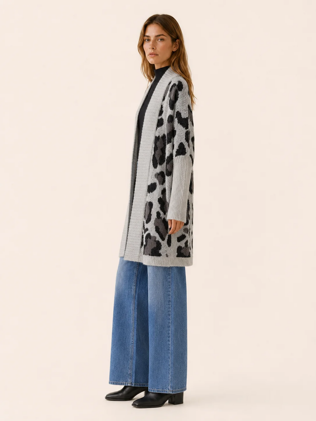 Emma | Longline Leopard Print Cardigan