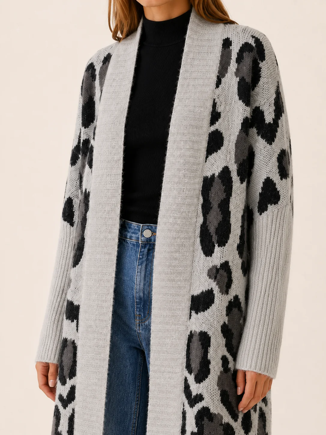 Emma | Longline Leopard Print Cardigan