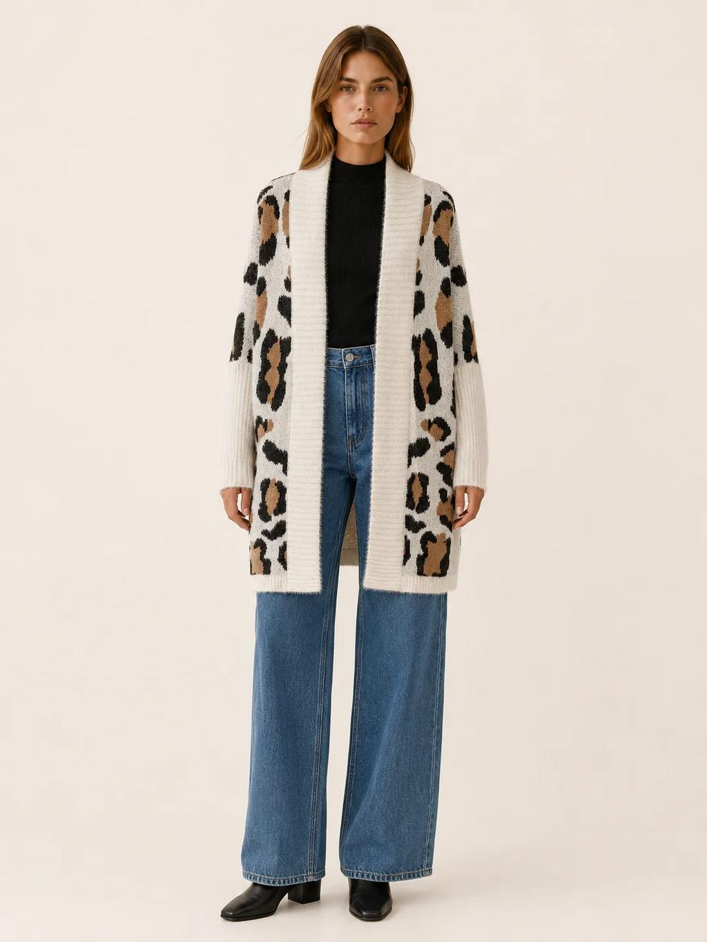 Emma | Longline Leopard Print Cardigan
