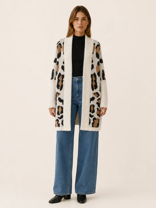 Emma | Longline Leopard Print Cardigan