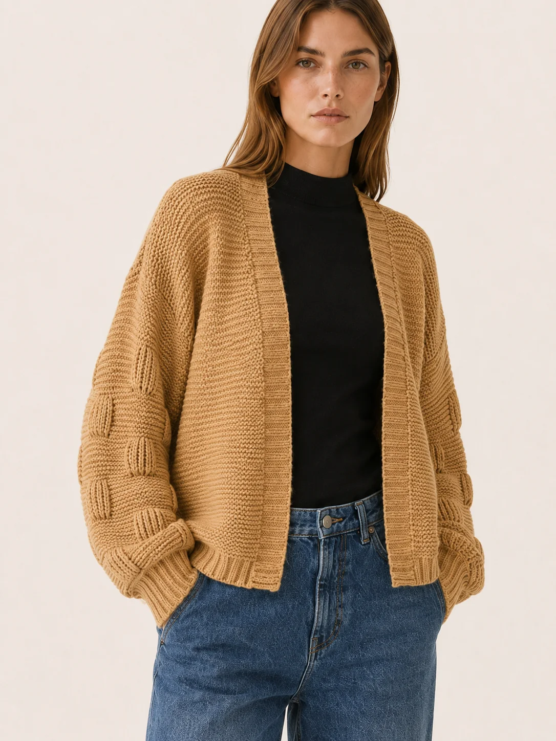 Olivia | Chunky Ribbed Open-Front Cardigan