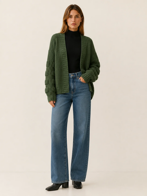 Olivia | Chunky Ribbed Open-Front Cardigan